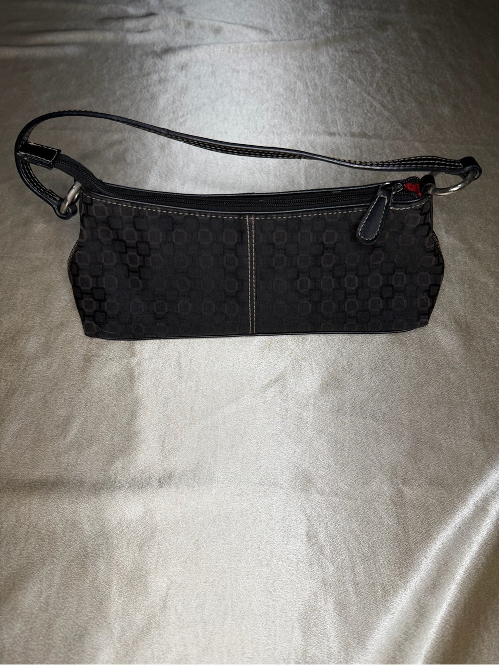Vintage Nine West Black Geometric Pattern Mini Shoulder Bag Y2K